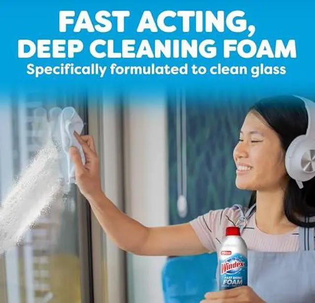 Alt view image 7 of 7 - Fast Shine Foam Glass Cleaner, No-Drip Windows, Doors, Mirrors & Countertops Aerosol Cleaning Spray, Streak-Free Shine, Removes Fingerprints, Dust, Dirt, Grime & More 19 oz (Pack of 2)