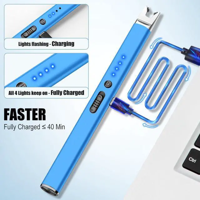 Alt view image 4 of 7 - 2 Pack Candle Lighter Rechargeable Electric Lighter Long Stem Matches