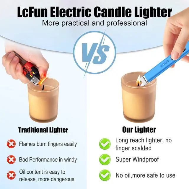 Alt view image 6 of 7 - 2 Pack Candle Lighter Rechargeable Electric Lighter Long Stem Matches