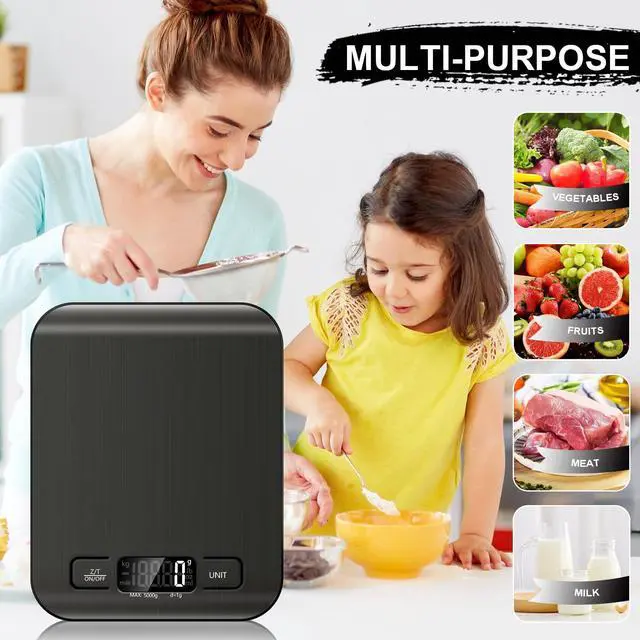 Alt view image 3 of 7 - Food Scale, 11lb Kitchen Scale, 0.05oz/1g Weight Grams and Ounces, Black
