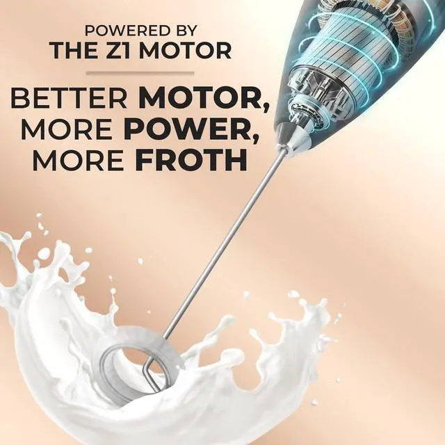 Alt view image 3 of 7 - Milk Frother Handheld Electric Whisk Frother Wand with 2 Duracell Batteries, Durable Drink Mixer, Coffee Frother, Hand Blender, Frother for Protein Powder, Matcha & More - Black