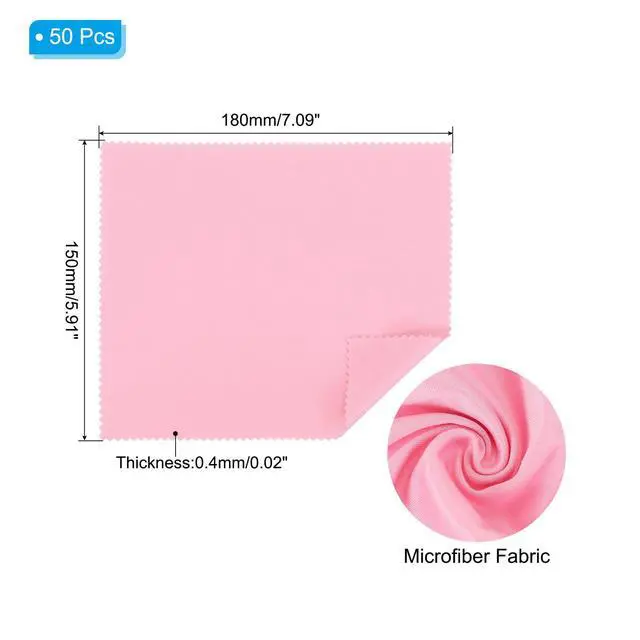 Alt view image 2 of 6 - Eyeglass Microfiber Cleaning Cloth 7"x6", 50 Pack Glasses Cleaning Cloth Soft Wipe Screen Cloth for Camera Lens Eyeglasses Screens in Individual Vinyl Pouch, Pink