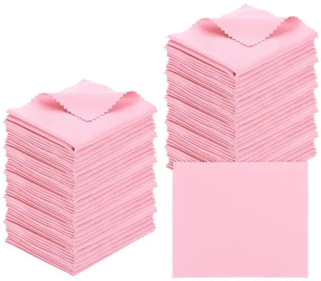 Main image of Eyeglass Microfiber Cleaning Cloth 7"x6", 50 Pack Glasses Cleaning Cloth Soft Wipe Screen Cloth for Camera Lens Eyeglasses Screens in Individual Vinyl Pouch, Pink