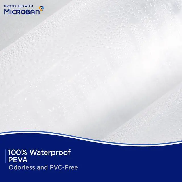 Alt view image 6 of 7 - Microban PEVA Shower Curtain Liner, Waterproof Medium-Weight Design with Rust-Resistant Metal Grommets & Weighted Magnetic Hem, 70" x 72", Clear