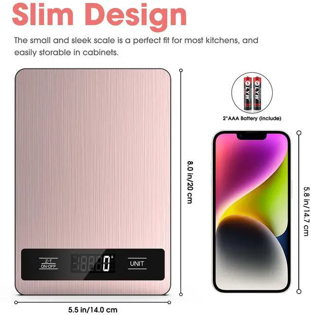 Alt view image 5 of 7 - Food Scale, 11lb Digital Kitchen Scale Weight Grams and Ounces for Baking, Cooking and Meal Prep, 1g / 0.1oz Precise Graduation with 6 Units and Tare Function, LCD Display & Stainless Steel