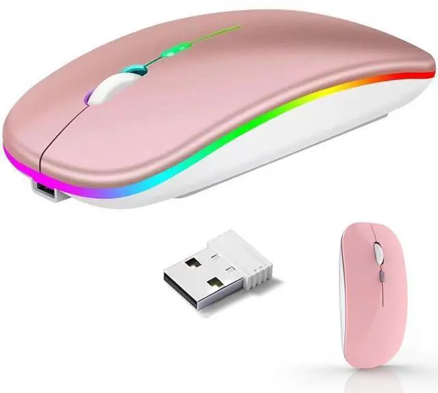 Main image of LED Wireless Mouse, Rechargeable Bluetooth Mouse, Slim Portable Computer Mice with USB Receiver, BT5.4 and 2.4G Dual Mode Connection, Quiet Silent for Laptop/Notebook/pc/iPad/Chromebook