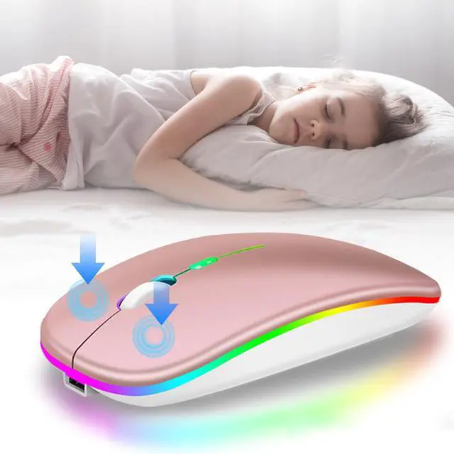 Alt view image 3 of 5 - LED Wireless Mouse, Rechargeable Bluetooth Mouse, Slim Portable Computer Mice with USB Receiver, BT5.4 and 2.4G Dual Mode Connection, Quiet Silent for Laptop/Notebook/pc/iPad/Chromebook