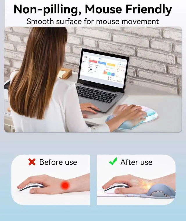 Alt view image 3 of 7 - Mouse Pad with Gel Wrist Rest, Ergonomic Comfortable Computer Wrist Support for Laptop, Pain Relief Mousepad with Non-Slip PU Base for Office & Home (Marble)
