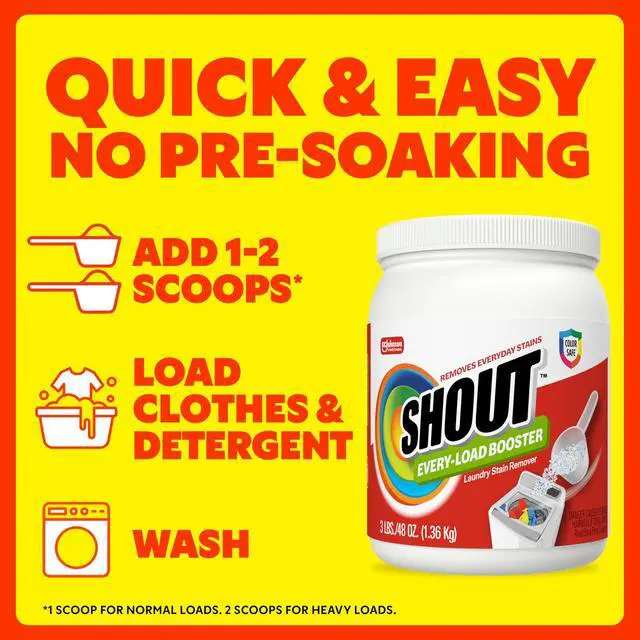 Alt view image 7 of 7 - In-Wash Every-Load Booster Laundry Stain Remover, Bleach-Free & Color Safe, HE Compatible, Removes Grass, Coffee, Juice & Other Tough Stains, 3 lb
