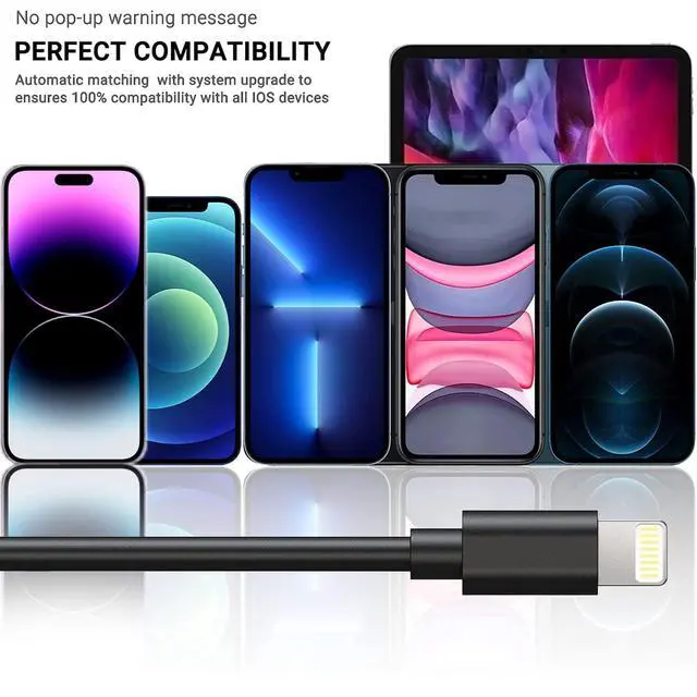 Alt view image 5 of 6 - Black iPhone Charger Cable, 3-Pack 3FT MFi Certified Fast Charging Cord Data Sync Lightning to USB-A Cable Compatible with iPhone14/13/12/ Mini/Pro/Max/ 11/ XS/XR/SE/ 8/7/ 6/ Plus/iPad/AirPods