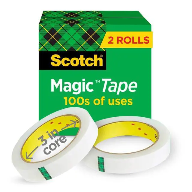 Alt view image 2 of 7 - Magic Invisible Tape Refills, Matte-Finish 3/4 inch x 2592 inch (72 yd) per Roll, 3-inch Core for Dispensers, Pack of 2
