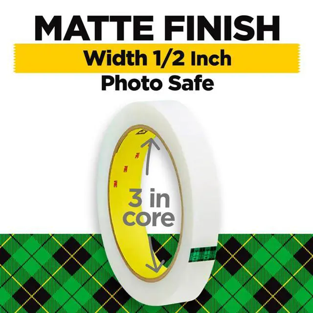 Alt view image 3 of 7 - Magic Invisible Tape Refills, Matte-Finish 3/4 inch x 2592 inch (72 yd) per Roll, 3-inch Core for Dispensers, Pack of 2