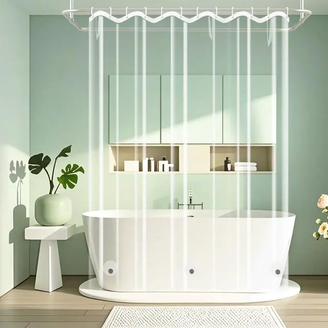Main image of Waterproof Clear Shower Curtain with 3 Large Magnets, Bpa-Free PEVA 8G Shower Curtain Liner Weighted, 72 x 72 inch See Through Transparent Plastic Shower Curtain Durable for Bathroom