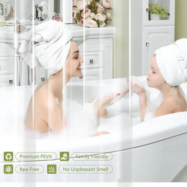 Alt view image 3 of 7 - Waterproof Clear Shower Curtain with 3 Large Magnets, Bpa-Free PEVA 8G Shower Curtain Liner Weighted, 72 x 72 inch See Through Transparent Plastic Shower Curtain Durable for Bathroom