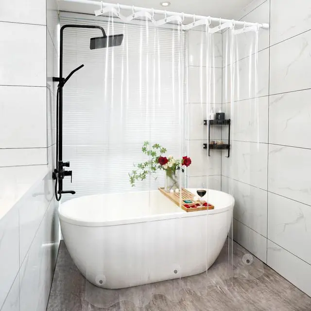 Alt view image 6 of 7 - Waterproof Clear Shower Curtain with 3 Large Magnets, Bpa-Free PEVA 8G Shower Curtain Liner Weighted, 72 x 72 inch See Through Transparent Plastic Shower Curtain Durable for Bathroom