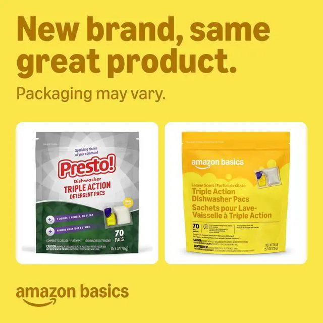 Alt view image 2 of 7 - Triple Action Dishwasher Pacs, Lemon Scent, 70 Count (Previously Presto!)