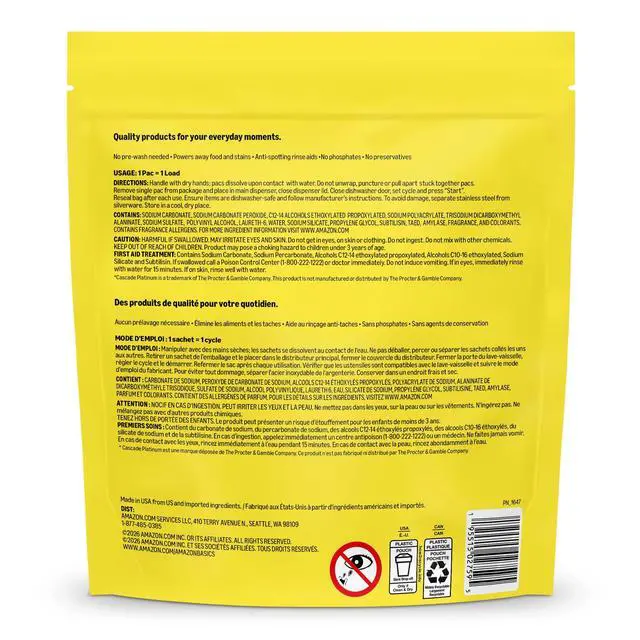 Alt view image 7 of 7 - Triple Action Dishwasher Pacs, Lemon Scent, 70 Count (Previously Presto!)
