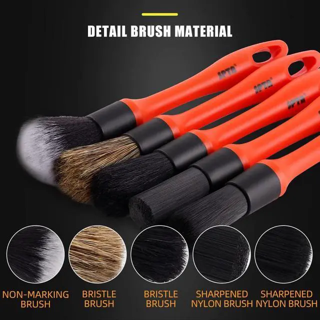 Alt view image 5 of 5 - Car Detailing Brush Set, 5 Pack Soft Mixed Hair Auto Detail Brush Kit No Scratch for Automotive Elegant Surface Interior Exterior Dashboard Emblems Panels Engine Bay Wheels Air Vent Seat Leather