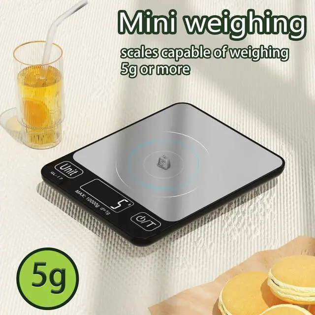 Alt view image 5 of 7 - Food Scale Digital, 10kg/22lb Kitchen Scales Weight for Baking, Cooking, Keto and Meal Prep with 7 Units, Balance Alimentaire 1g Accuracy LCD Display, Grams Oz, Silver (Battery Included)
