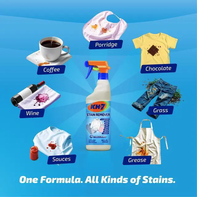 Alt view image 3 of 7 - KH7 Stain Remover: Powerful Pre-Treatment for Tough Stains on Clothes. Removes All Types of Stains, Blood, Grass, Grease, Makeup and More, 26 oz