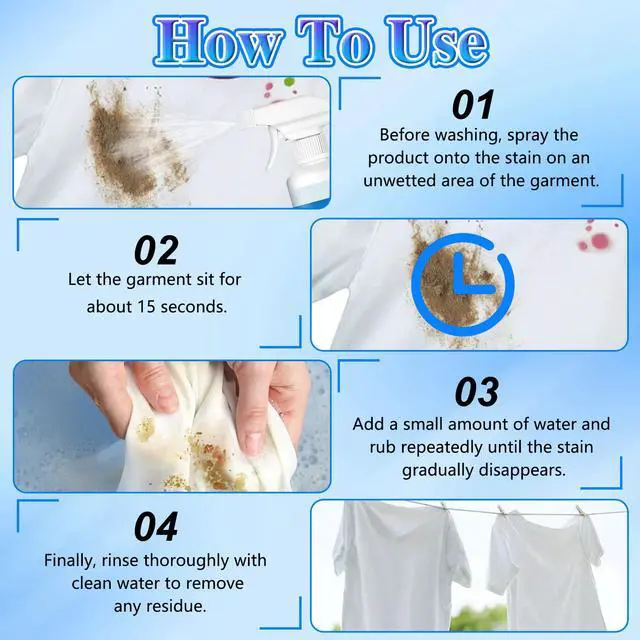 Alt view image 5 of 7 - 2pcs Non Ionic Emulsifier Stain Remover Spray, Active Enzyme Powerful Laundry Stain Cleaner, Effective Clothing Stain Remover for Clothes & Home Use