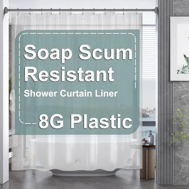 Main image of Crystal Clear Shower Curtain Plastic, Heavy Duty Shower Curtain 72x72, Thick Shower Liner Jelly Touch, PEVA Shower Curtains for Bathroom with 3 Big Weighted Stones and 12 Grommets