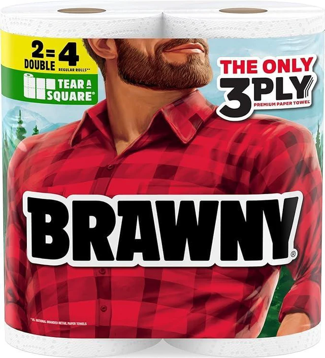 Main image of Brawny Tear-A-Square 3-Ply Paper Towels, 2 Double Rolls = 4 Regular Rolls