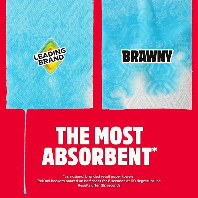 Alt view image 3 of 3 - Brawny Tear-A-Square 3-Ply Paper Towels, 2 Double Rolls = 4 Regular Rolls