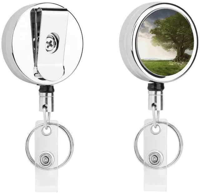Main image of DJUETRUI Badge Reel Retractable Cute ID Card Badge Holder with Sturdy Alligator Clip Tree with Branch Scenery Name Nurse Decorative Badge Reel Clip for Nurse Office Women Men