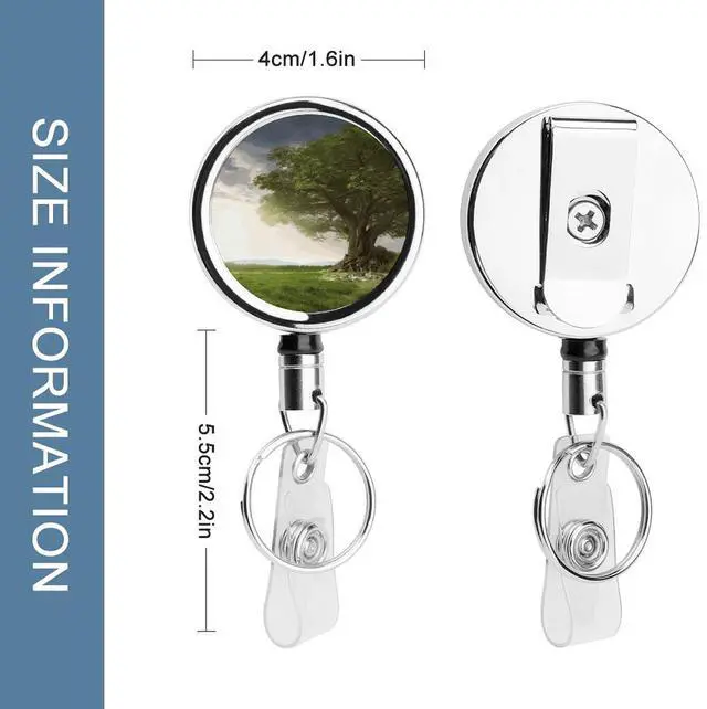 Alt view image 2 of 7 - DJUETRUI Badge Reel Retractable Cute ID Card Badge Holder with Sturdy Alligator Clip Tree with Branch Scenery Name Nurse Decorative Badge Reel Clip for Nurse Office Women Men