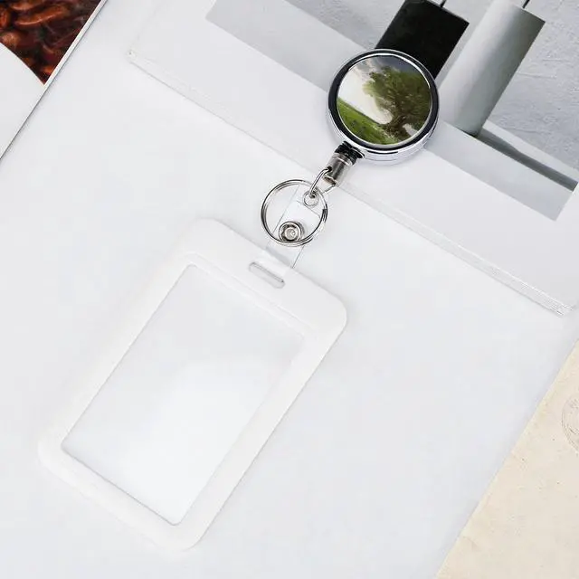 Alt view image 6 of 7 - DJUETRUI Badge Reel Retractable Cute ID Card Badge Holder with Sturdy Alligator Clip Tree with Branch Scenery Name Nurse Decorative Badge Reel Clip for Nurse Office Women Men