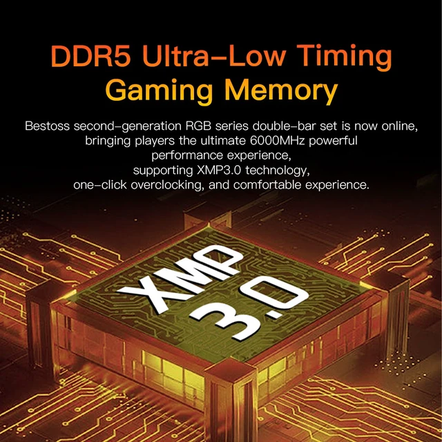 Alt view image 3 of 3 - Bestoss RGB DDR5 UDIMM Gaming RAM 16GB 6000MHz XMP 3.0 Overclock Memory for DIY Desktop Gaming PC