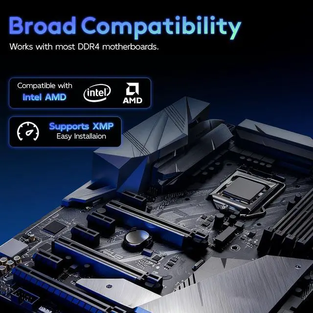 Alt view image 5 of 7 - Bestoss DDR4 RGB Gaming RAM 32GB(2*16GB) Kit 3200MHz (PC425600) UDIMM 288Pin NonECC XMP 2.0 Base JEDEC 2400MHz CL18 for Desktop Memory Black