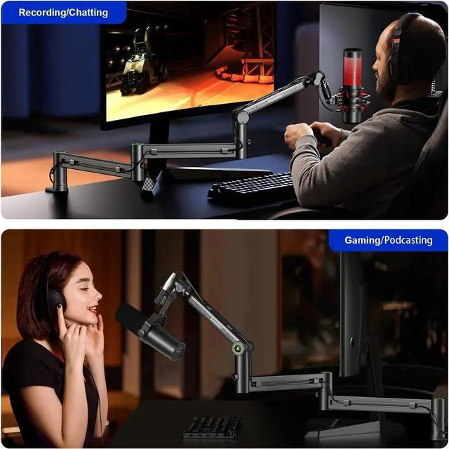Alt view image 7 of 7 - Microphone Arm, AK-58i Desk Low Profile Mic Boom Arm Stand,Suitable For Blue Yeti,Snowball iCE,HyperX QuadCast,SoloCast,Elgato Wave,Etc