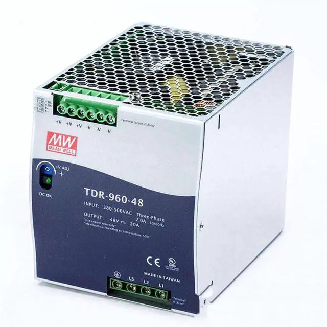 Main image of TDR-960-48 960W 48V 20A High Power Three-Phase Power Supply - Redundant Parallel Operation for High Availability in Advanced Factory Automation Systems, UL508