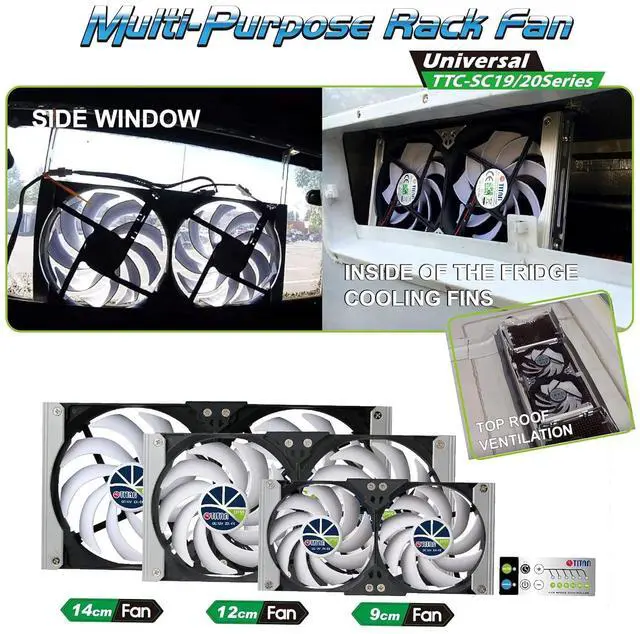 Alt view image 5 of 7 - Titan- 12V DC IP55 Waterproof Double Rack Mount Ventilation Cooling Fan with Timer and Speed Controller- TTC-SC20 (120mm)
