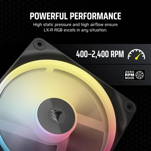 Alt view image 6 of 7 - iCUE Link LX120-R RGB 120mm PWM Reverse Fans Triple Fan Kit Low-Noise, Magnetic Dome Bearing, Dual Light Loops, QuikTurn Screws, Zero RPM Mode Black