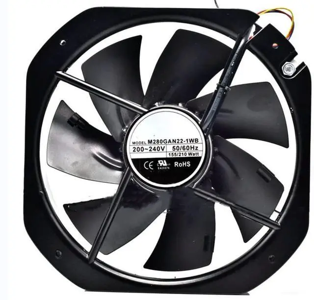 Main image of 200/240V 155/210W 280X280X80MM 2-Wire Cooling Fan