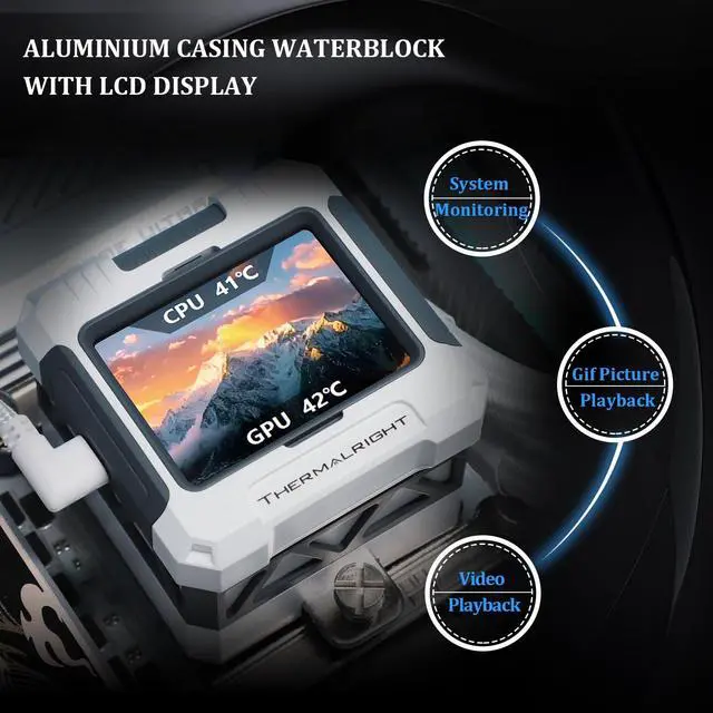 Alt view image 4 of 6 - FW 360 White ARGB-360mm AIO CPU Liquid Cooler,IPS LCD Screen with 320 * 240 Resolution,for AM4/AM5/Intel LGA1700,2.4 inchMagnet-Absorbent LCD Screen for Images -White