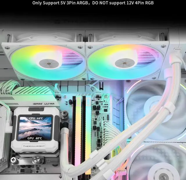 Alt view image 6 of 6 - FW240 Black CPU AIO Cooler,PC 240 Specification Water Cooler System,IPS LCD Screen with 320*240 Resolution,for AM5&Intel LGA1700/1851,High Performance Pump,Comes with 2.4-inch LCD Display
