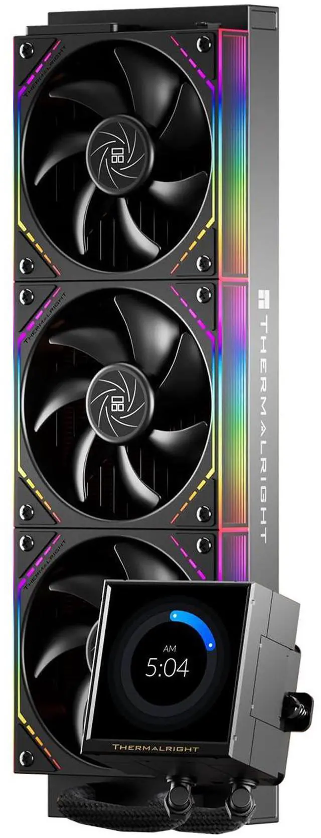 Main image of Peerless Vision 360 ARGB Black CPU Aio Cooler,PC 360 Specification Water Cooler System,3.95IPS LCD Screen with 480x480 Resolution,for AM4/AM5;Intel 1700/1851,3 Wireless Splicing Fans