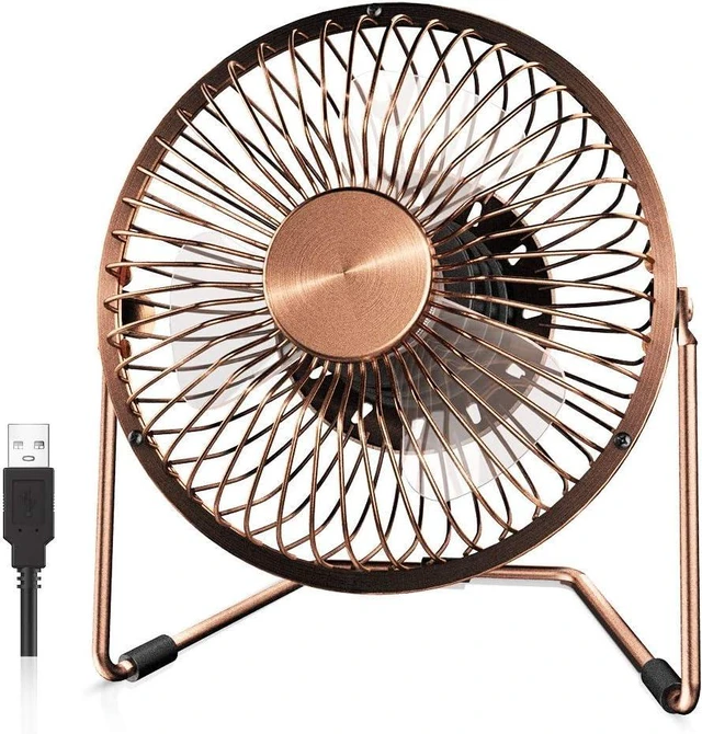 Main image of EasyAcc 6 Inch USB Desk Fan, 360°Rotation Small and Quiet,Powerful Portable Strong Airflow,Mini Metal Personal Cooling Fan with 2 Speed for Home Office,Bronze(USB POWERED ONLY)