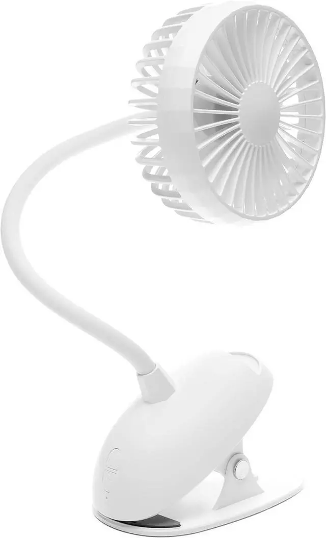 Main image of O2COOL Rechargeable Clip Fan, 4 Inch Blade, 3 Speeds, USB Charging Cable, White