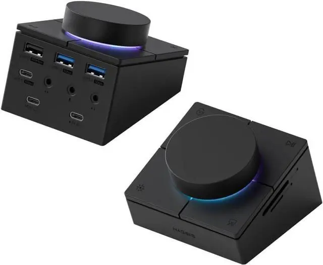 Main image of Hagibis Knob USB C Hub with Shortcut Buttons, RGB Type-C Docking Station with 5Gbps USB-C, 2 USB3.0, 3.5mm Jack, SD/Micro SD3.0, USB2.0 for MacBook iPad Pro Laptop (Black AG)
