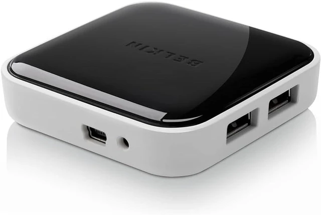 Main image of Belkin F4U020tt Powered Desktop USB Hub (4-Port), Black and White