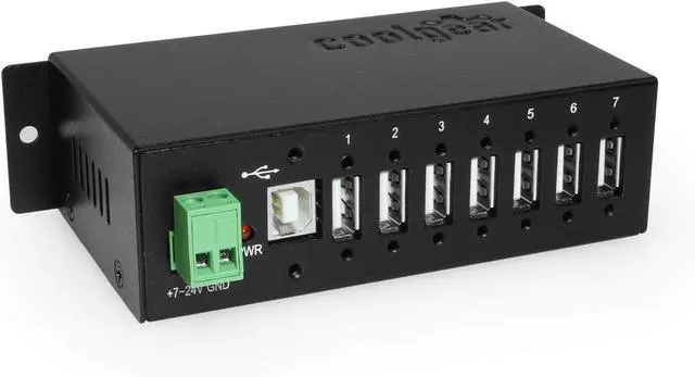 Main image of Coolgear USB 2.0 7-Port hub with Surge Protection Din Rail mounting - NEC chip