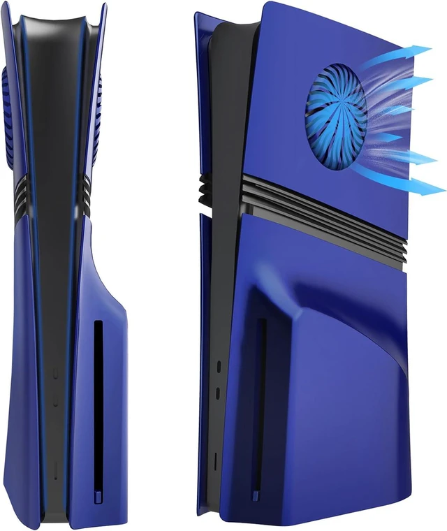 Main image of Faceplates for PS5 Pro Console with Cooling Vents, Megadream Hard ABS Shockproof Anti-Scratch Dustproof Console Case Cover Replacement Plate Shell for PS5 Pro Disc Edition, 4 Cover Plates, Blue