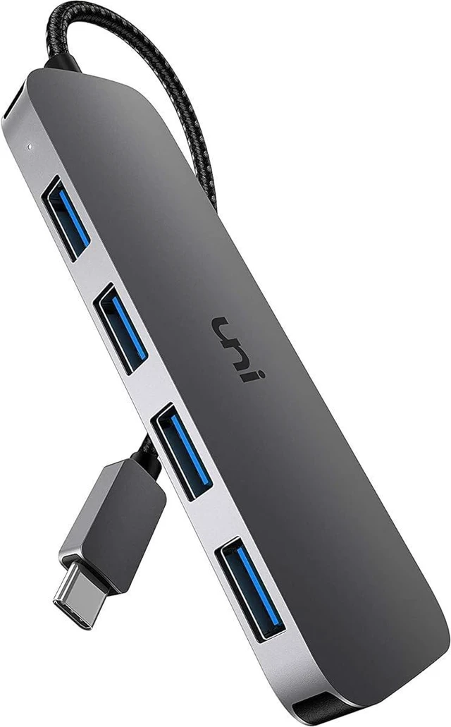 Main image of uni USB C Hub, Ultra Slim Type C to USB Adapter Hub with 4 USB 3.0 Ports, Sturdy Aluminum Thunderbolt 3/4 to Multiport USB Adaptor Compatible with MacBook Pro/Air, Galaxy S23 iPad Pro, Chromebook,etc