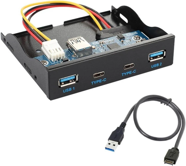 Main image of Chenyang 4 Ports 2 USB C 2 USB 3.0 to USB 3.1 Type E Front Panel Header USB HUB Port Multiplier Expansion Adapter for 3.5" Floppy Bay