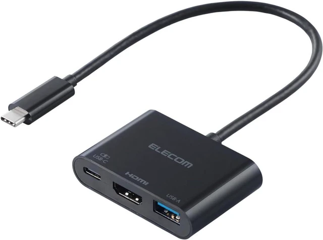 Main image of Elecom DST-W11 USB-C Hub Docking Station 3 in 1 PD100W Smartphone Charging 7.5W HDMI 4K Support High Speed Data Transfer 5Gbps Black